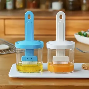 Oil Brush Set for Baking & BBQ, Grill Brush, Oil Can Holder Design, Perfect for Cooking, Camping, Outdoor Picnics, Home, Kitchen Accessories, Utensils, Barbecue Accessories, Kitchenware