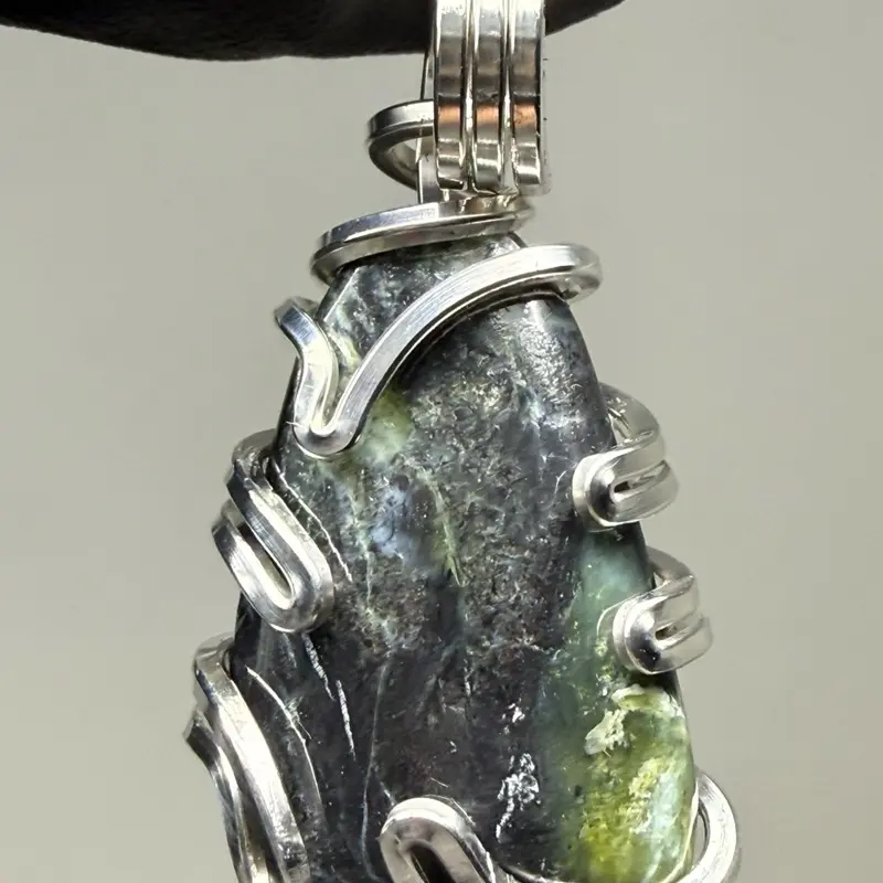 Mount Shasta Serpentine Sterling Silver PENDANT Unique Artisan Crafted Design 925 Ag