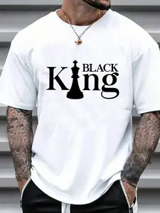 Men's T-shirt Retro Round Neck Comfortable Loose Casual All-match Fashion Graphic T-shirt - Playful Letters DesignKing Printed T-shirt Casual Summer King Print - Men's Tops Shirt