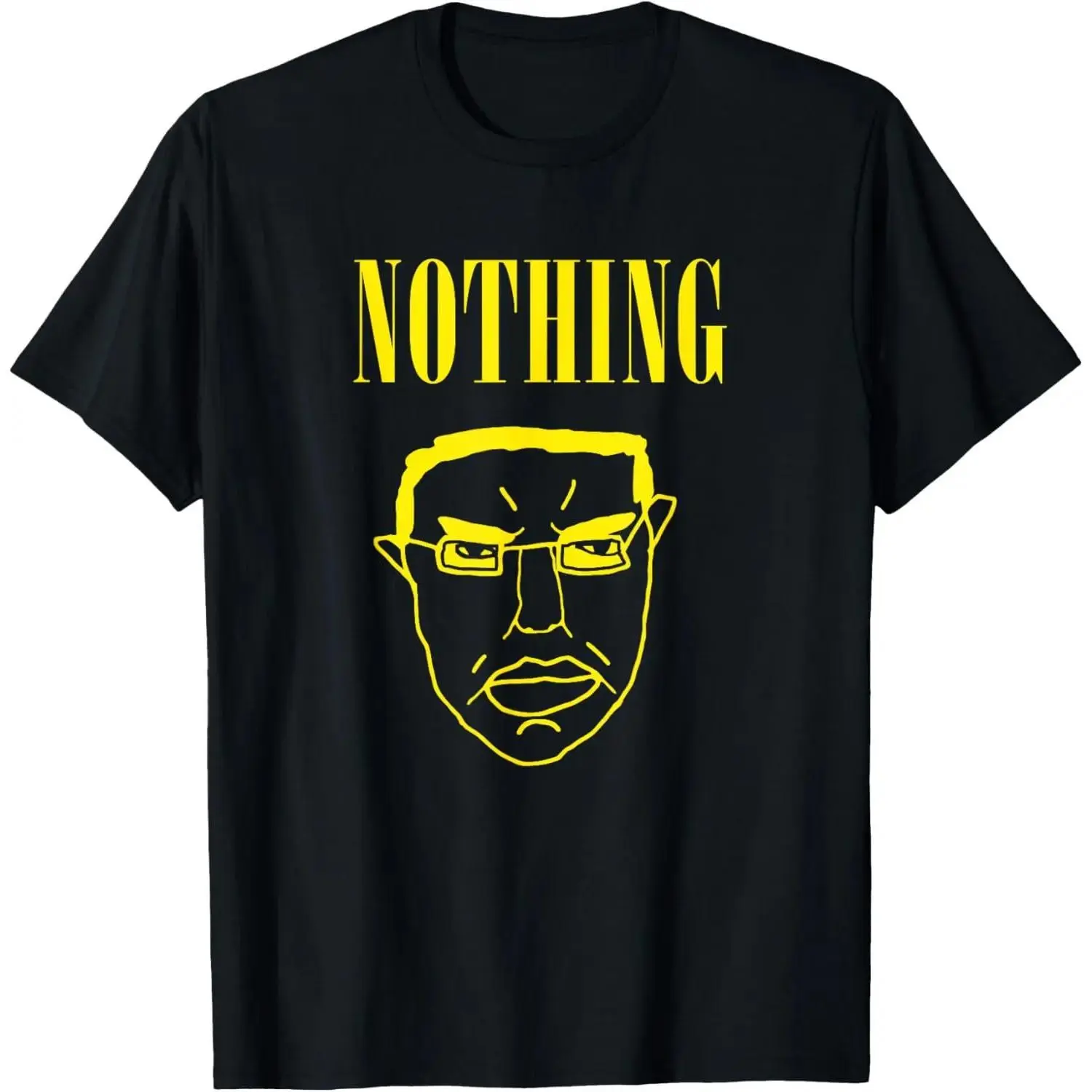 Men's Cotton Printed Short-Sleeve Streetwear T-Shirt, Breathable Casual Fabric, Featuring Nothing Ever Happens Chud Meme Wojak Design