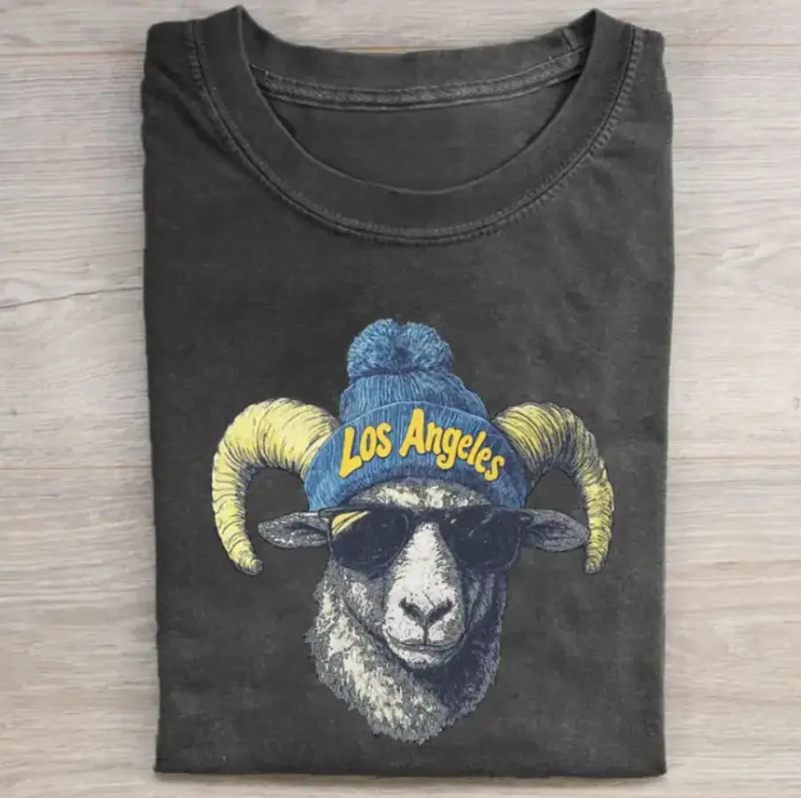 LA Mascot Vintage Graphic Tees, Rampage Ram T-Shirt, Unisex Funny Rugby Gift Shirts Top Menswear Womenswear Streetwear, Fashion For All