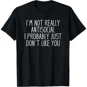 Antisocial Tee Co. Funny Introvert Unisex-Adults Black Modern Classic T-Shirt