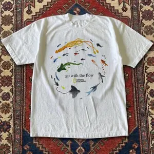 Gildan Men's and Women's T-shirt, National Geographic 'Go With The Flow' Graphic Tee, Animal Tee, Unisex T-shirt, Gift T-shirt, Y2k Unisex Graphic Tees Gothic Grunge Emo Scene Amity Affliction Style Clothes Menswear Womenswear Streetwear