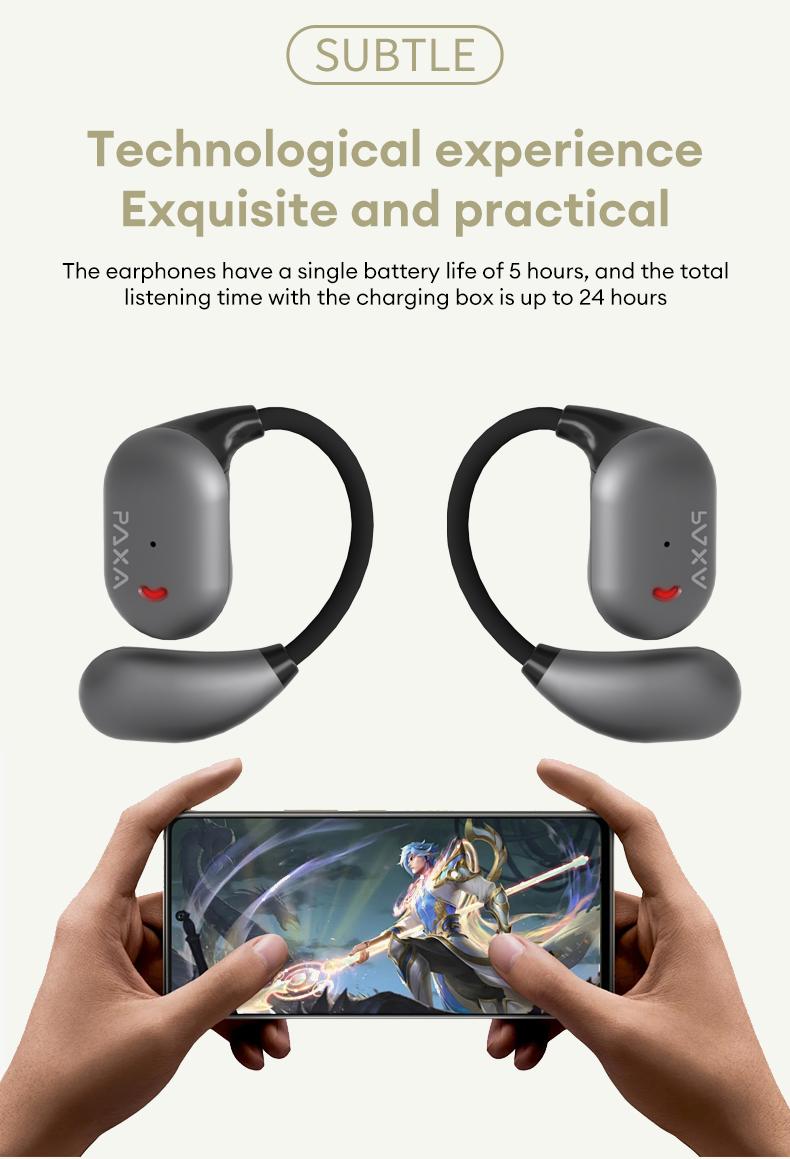 PAXA KC-10 Open-Ear OWS Wireless Headphones with Bluetooth 6.0, Waterproof Sports Design, ENC Noise Reduction Mic, Comfortable Fit, Audio Wireless Earbuds for Music & Calls, Compatible with Android & iOS