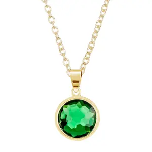 Artificial Emerald Crystal Round Pendant Necklace