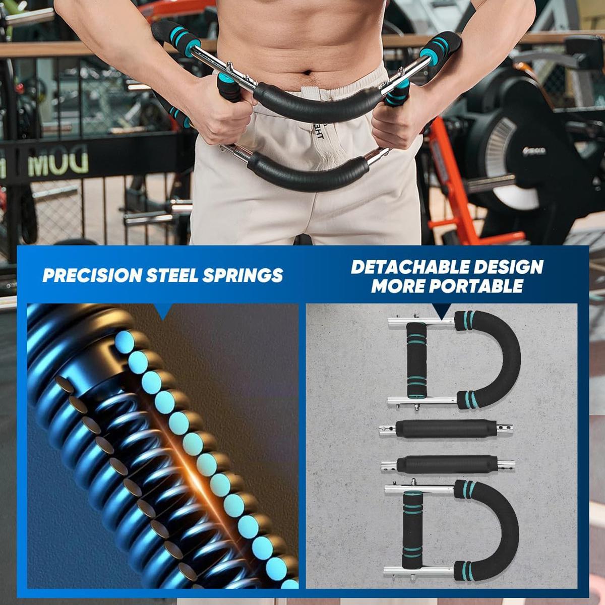 60-110lbs Adjustable Twister Arm Exerciser Spring Workout Bar, Multi-purpose Forearm & Chest Trainer, Portable Home Fitness Equipment for All 60-110lbs Adjustable Twister Arm Exerciser Spring Workout Bar, Multi-purpose Forearm & Chest Trainer, Portable Home Fitness Equipment for All