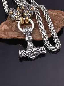 Vintage Wolf Head Design Pendant Necklace, Fashion Jewelry for Party, Daily Clothing Decor, Trendy All-match & Exquisite Jewelry for Birthday Gift