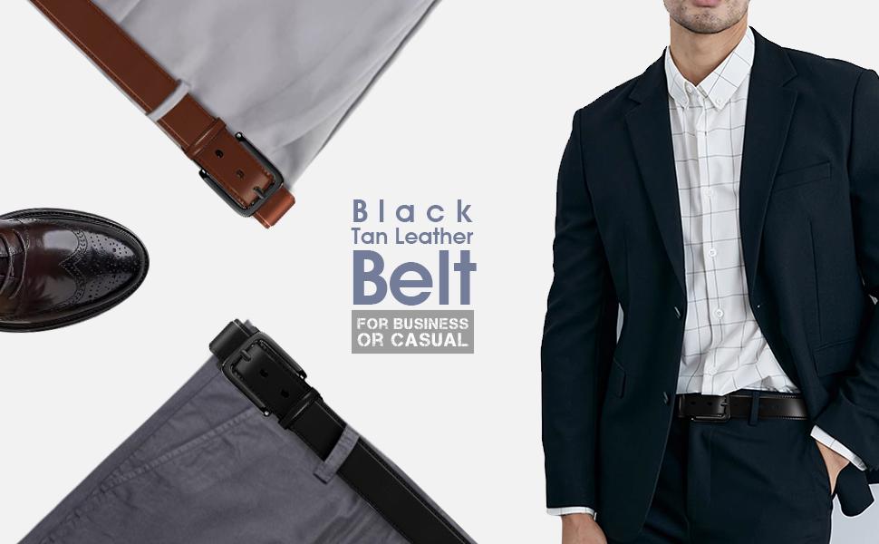 Leather ress Belts for Men,Casual Business Wearing for Jeans,Suits, Belts Width 1 3/8"