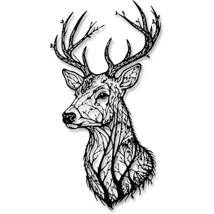 YATEASLU Rustic Wall Art Deer Head-Metal Deer Decor, Deer Wall Art for Hunting Lodge, Cabin, Living Room-Antler Sculpture, Country Home Decor