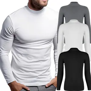 Menswear Turtleneck Long Sleeve Shirt Fleece Lined Thermal Pullover Top Pullover Jumper Winter Casual Fit Soft T-Shirts Stretchy Stylish Fashion Matching Trench Slim Fit Hoodie