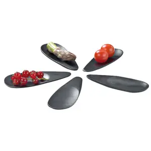 212 MAIN Mahal Black Bamboo Tear-Shaped Tasting Spoons, 3.9x1.6 In, 144-Pack, Biodegradable Grease-Resistant Culinary Cutlery Tableware for Home & Parties