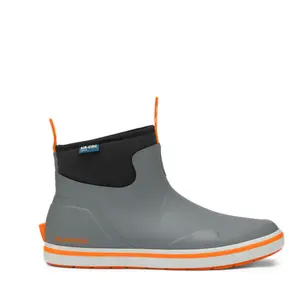 Lacrosse Alpha Deck Boot Mens Gray Orange, Waterproof Slip Resistant Fishing Boat Shoes, Lightweight Outdoor Work Footwear