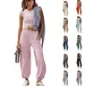 SCUSTY Women's Two Pieces Sweatsuits Casual Cropped Tee Top Sweatpants Athletic Tracksuits