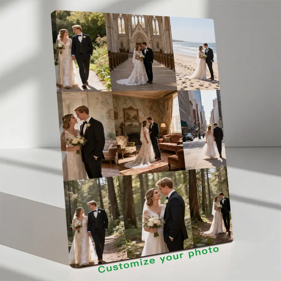 Custom Photo Canvas Painting Frame - Creative Wall Art | Digital Printed Photos on Canvas | Turn Family Gathering Photos into Warm Art | Great for Living Room, Housewarming Gifts | Easy to Hang - Heartfelt Gift! Personalized Wall Art Prints canvas print
