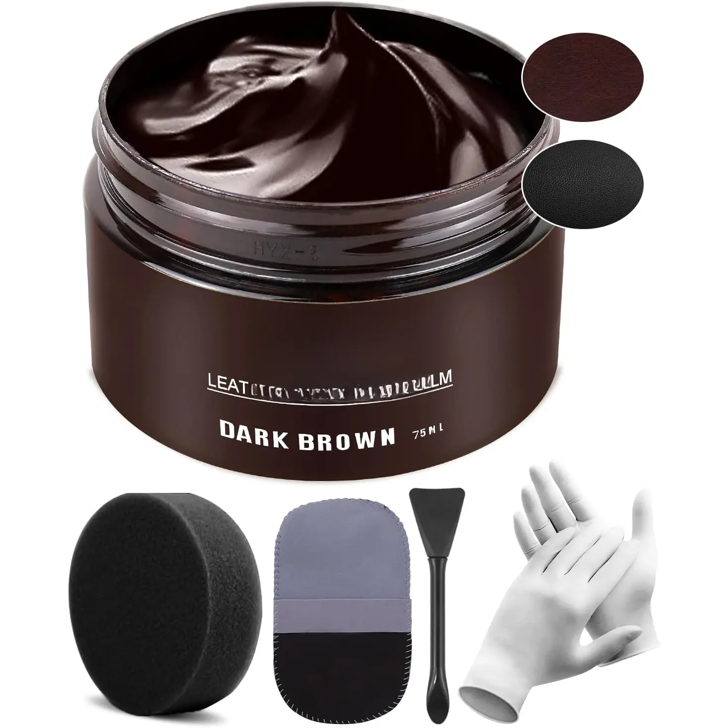 Dark Brown Leather Recoloring Balm, Leather Repair Kit for Furniture, Leather Scratch Remover, Leather Color Restorer for Couch,  Seats, Shoes - Repair Leather Dye for  and Faded Leather
