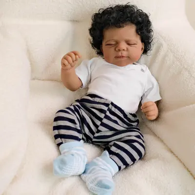 Handmade 28'' Lifelike Reborn Baby Doll Curly Hair Painted Toddler Doll