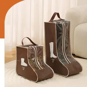 1 Piece Boot Storage Bag, minimalist durable style, made of thickened non-woven fabric, dustproof & waterproof, with zipper closure and handle, holds 1 pair of boots, perfect for home shoe cabinet, seasonal storage and travel, Storage Carrying Bag