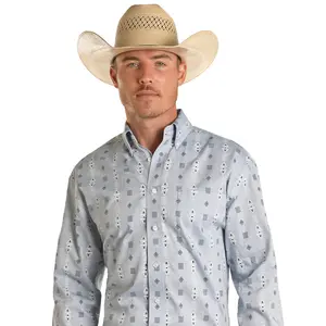 PANHANDLE ROUGH STOCK AZTEC PRINT Long Sleeve Men's Shirt Comfortable Fit True to Size