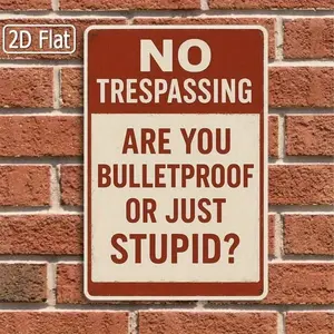 1PC Vintage Garage Signs Humorous Warning Sign No Trespassing Aluminum Wall Art Stupid Funny Quote Sign for Man Cave Rustic Home Bar Garage Decor