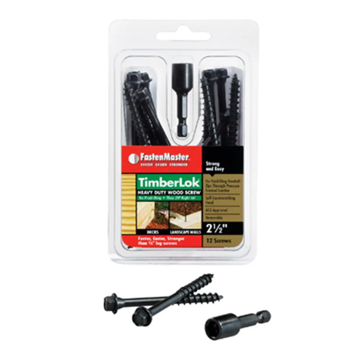 FastenMaster FMTLOK212-12 2.5 in. Timberlok Heavy Duty Wood Screw - 12 Pack, Tapered Head, Countersinks, Sailing Sports & Outdoor Water Sports Hardware