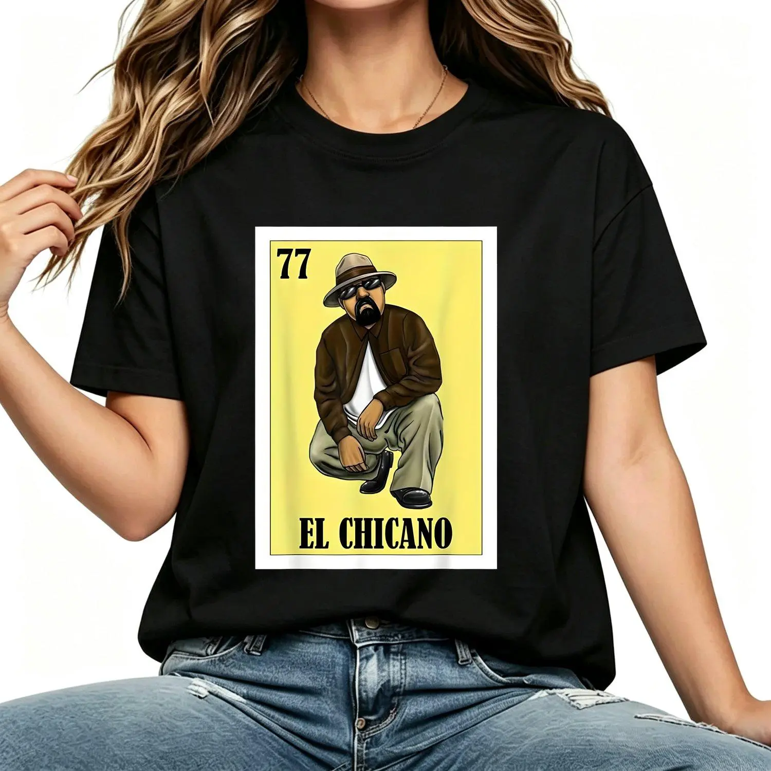Mexican El Chicano Chicanos graphic T shirt women vintage fun cultural design Halloween Christmas casual versatile everyday wear