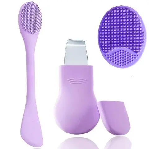Facial Skin Care Tool Set, Silicone Exfoliating Brush, Deep-Cleansing Face Scraper, Blackhead Remover, Whitehead Remover and Pore Cleansing Tools for Men and Women, Face Scrubber, Pore Scrubbing Brush, Facial Care Instrument, Facial Cleaning Tool
