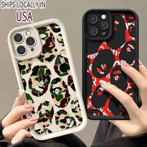 Casing For iPhone 15 16 PRO MAX PLUS B-AP-E ape luxury head Soft Silicone TPU Black White Gift Shockproof Protection Anti-Drop Protective Protector Aesthetic protective Phone Cases Shell 1041