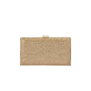 olga berg Stef Crystal Box Clutch in Gold