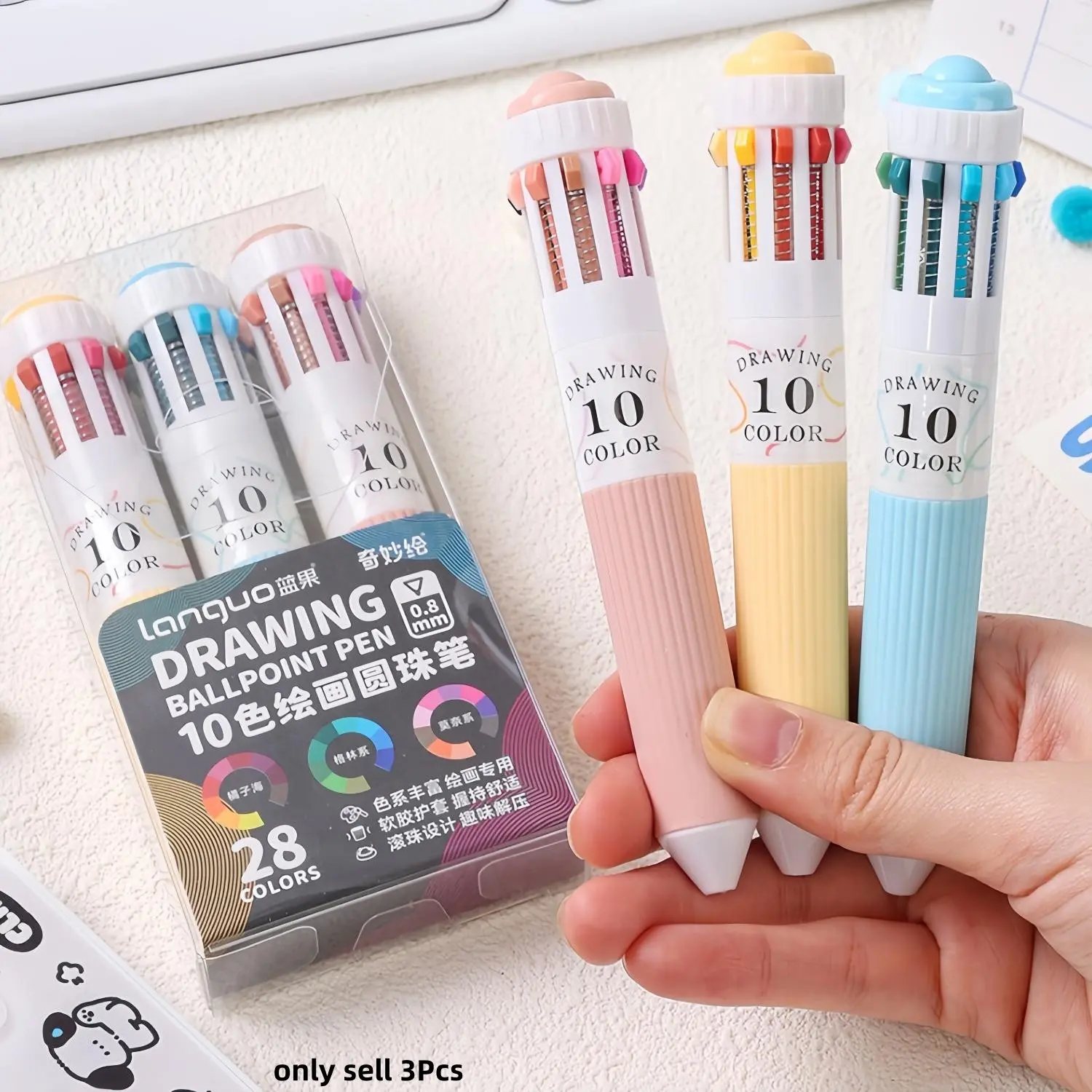 10-in-1 Colored Pens, 28 Colors Multicolor Ballpoint Pen Set, Drawing Pens Set, Art Pen, Fine Point Retractable Ballpoint Pens, Ballpen Set for Office School Supplies Students Gifts, Stationery Office Supplies