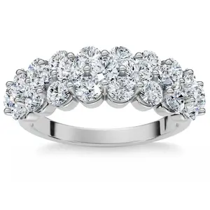 2 Ct Lab Grown Diamond Wedding Wide Anniversary Ring 10k White Gold