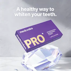Medcodes PRO Whitening Strips for Sensitive Teeth Enamel Safe Non Slip Dry Technology 7 Day Treatment 2 Strips per Pack