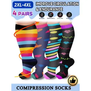 Women's Plus Size Compression Socks, Sports Running Socks for Circulation, Nurses, Pregnant Women, Sports Socks for Women, Compression Athletic Socks