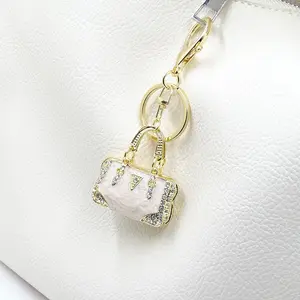 Mini Handbag with Enamel Keychain, Sparkling Rhinestone Key Ring Wallet Bag, Backpack Car Pendant Gift for Women, Perfect Valentine's Day Present, Keychain for Bags, Trendy Cute Keychain