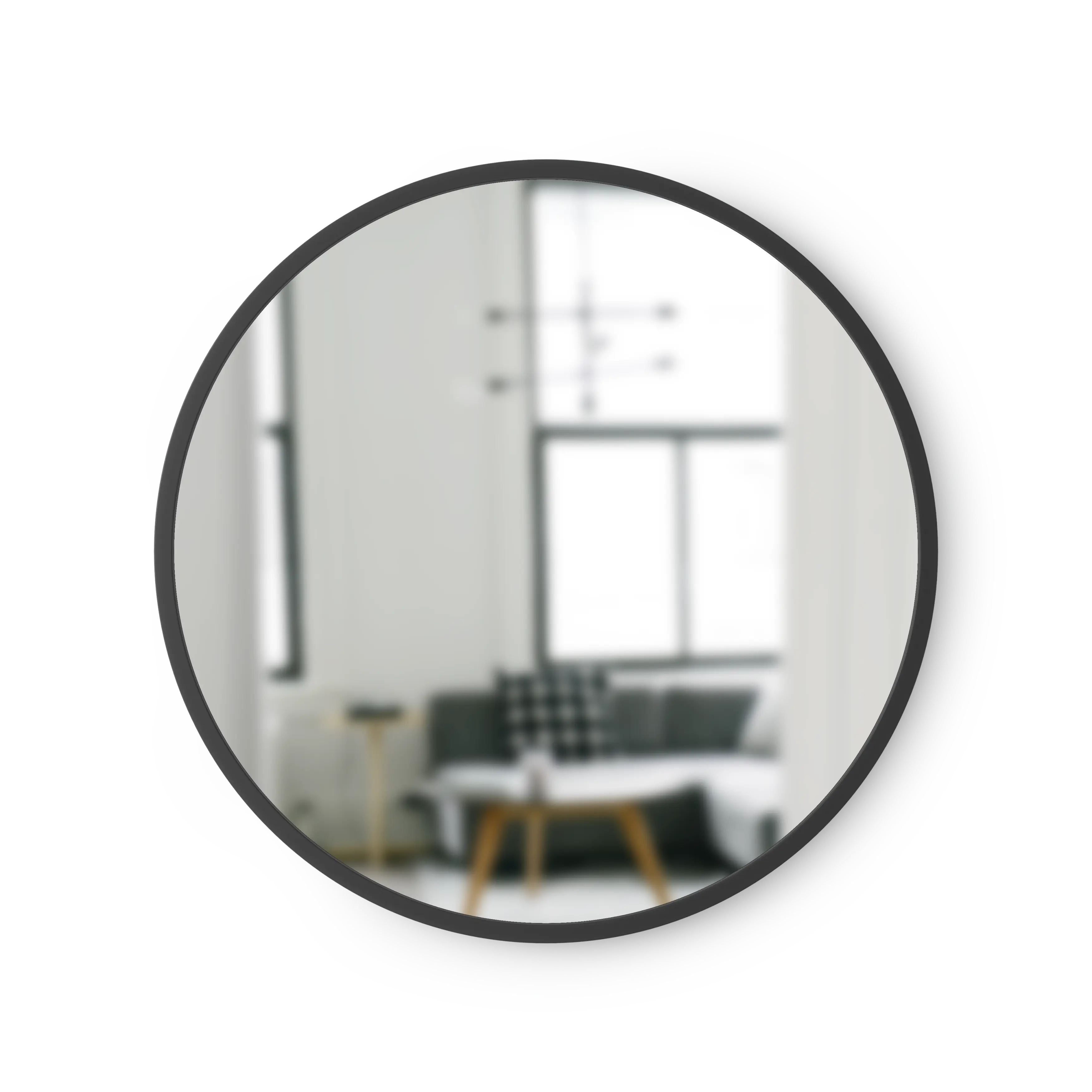 Umbra Hub Wall Mirror, Decorative Round Hanging Mirror with Rubber Rim - Choose Your Color Light Durable