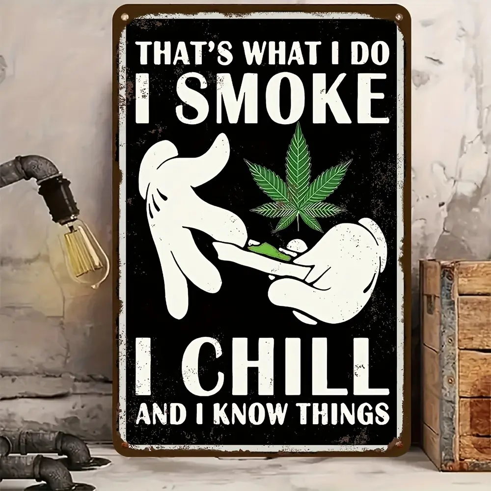 1count, I oke Weed, I Cold Metal Tin Art (8"x12"), Retro Stone Man Room Decor, Authentic Country Man Cave Accent, Durable Bedroom Wall Hanging, Home Bar Decor, Unforgettable 420 Friendly Gift