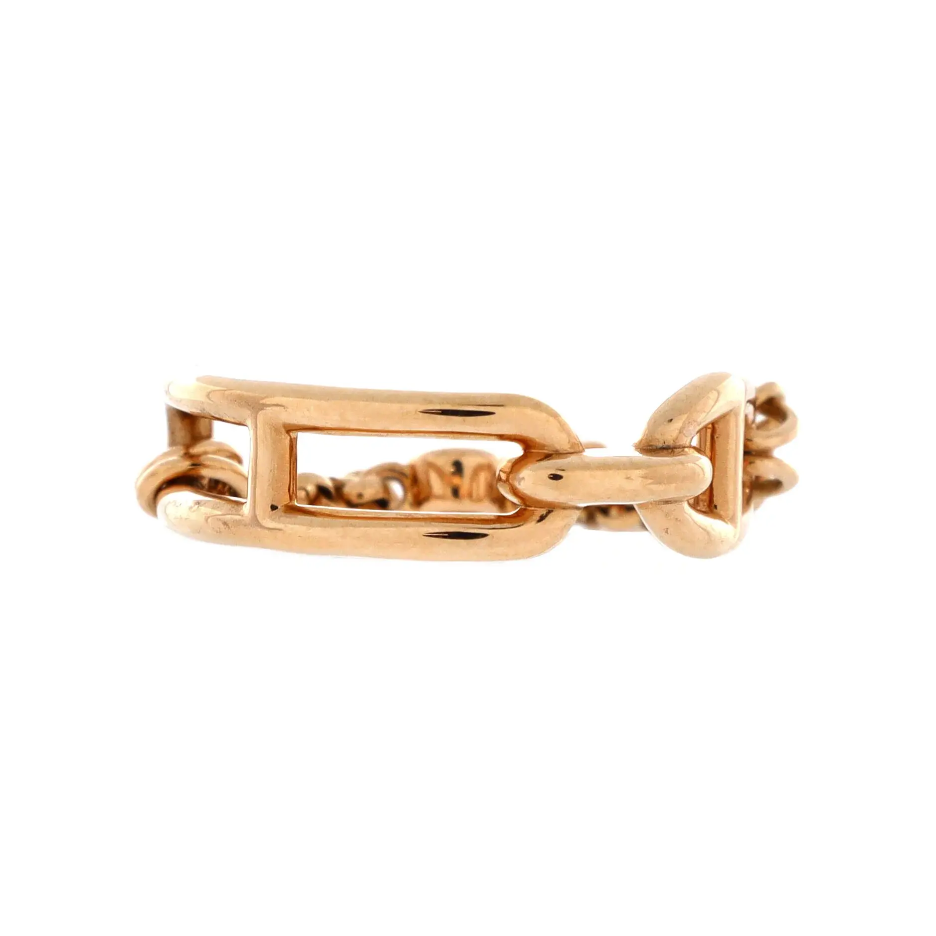 Pre-owned Hermes Chaine d'Ancre Chaos Ring 18K Rose Gold with Diamonds Small by Rebag