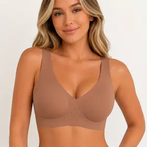 Women's Soft Wireless T-Shirt Bra No Underwire Smooth Molded Cup Everyday Bra with Back Hook Closure, S-2XL-S2035