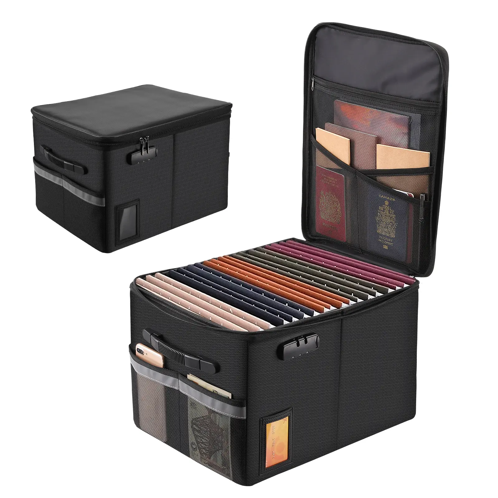 Fireproof File Cabinet with Lock, Fireproof Document Organizer Collapsible File Box Filing Cabinet with Handle for Letter Legal Folder Certifications