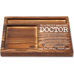Amazing Doctor Appreciation Gift for Women Men, Wooden Sticky Note Holder with Thank You Quote, Graduation Retirement Office Decor for Physician Medical Professional YB410