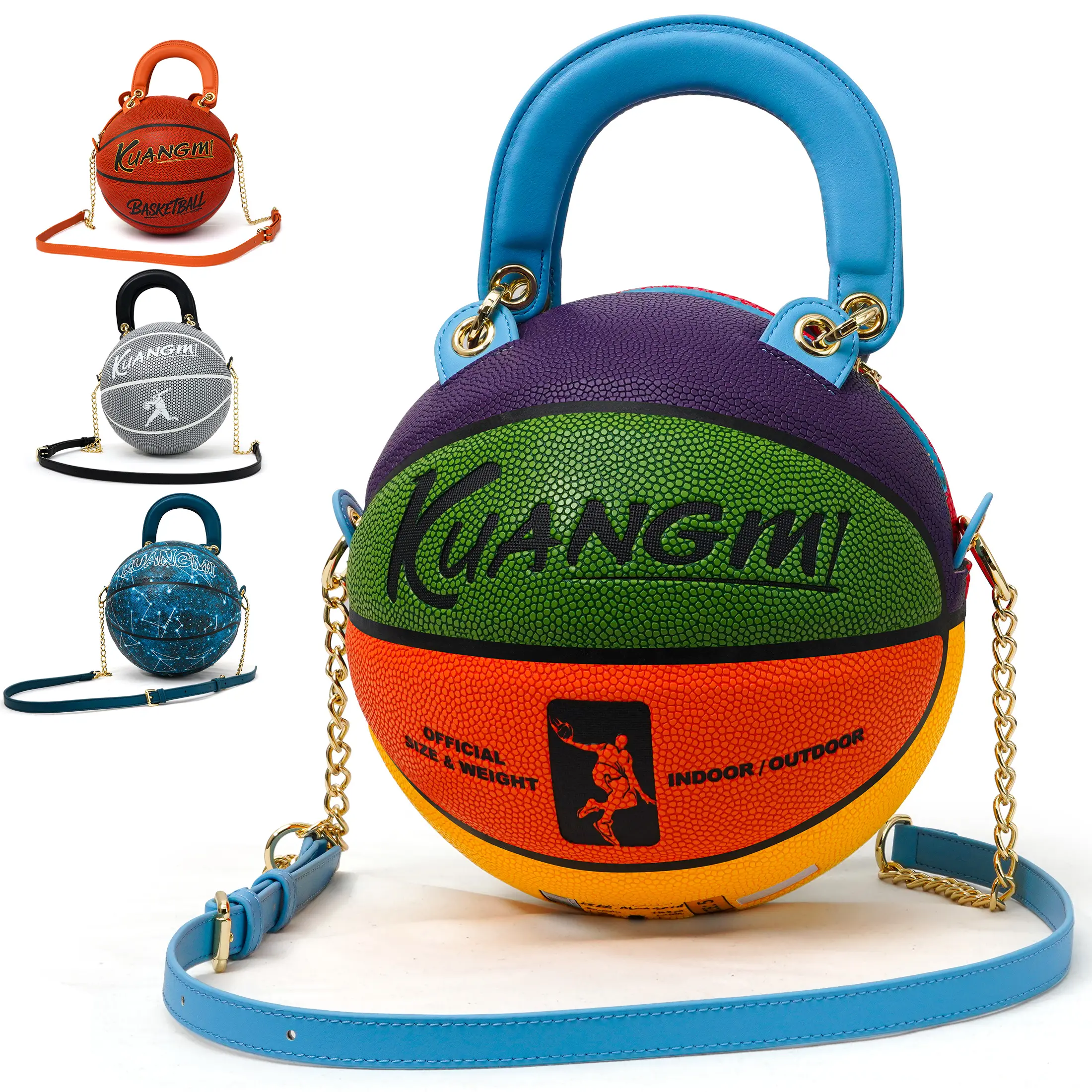 Kuangmi Basketball Fan Merchandise Crossbody Bag, Novelty Sporty Shoulder Purse, Orange Leather Texture Handbag, Cool Sports Fan Gift Accessory for Men Women