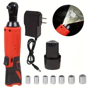 Electric Cordless Right-Angle Ratchet Wrench.Impact power tool with LED light, capable of tightening or loosening.The 90-degree angle electric ratchet wrench is suitable for car repairs, making it the best gift for fathers and husbands