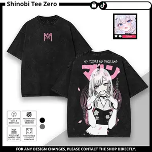 My Dress Up Darling Marin Kitagawa Anime Graphic Streetwear Pullover, Harajuku Style Tops, Seamless Crewneck ClothesMen's Vintage Wash Heavyweight Cotton Hoodie