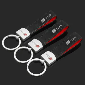 Suede Leather Car Keychain Key Ring Chain for Audi Models, Durable & Stylish Design, Perfect Gift for Car Enthusiasts