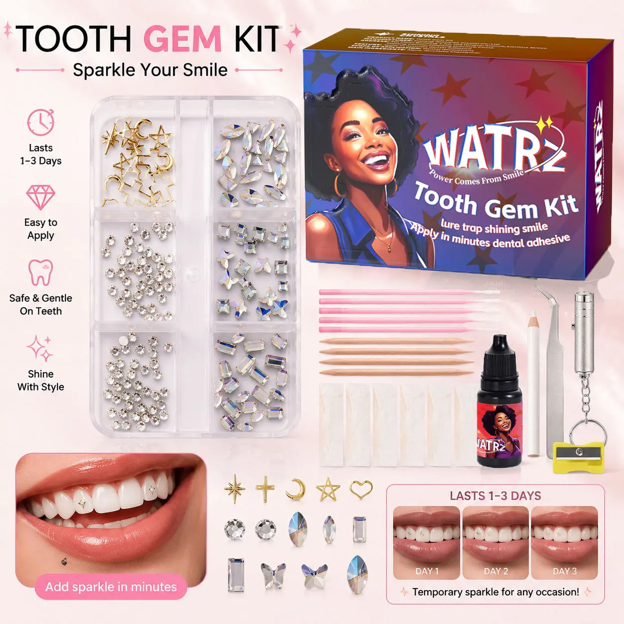 DIY Crystal Decoration Kit, Sparkling Gems Set for Creative Beauty Styling, Personalize Your Own Shiny Designs
