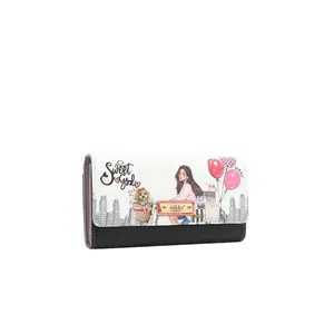 Nikky Trifold Wallet V.2 Eco-Leather RFID Blocking Stylish Design with Gold Logo Heart Interior 7.5L x 4H x 1.5W Secure & Eco-Friendly