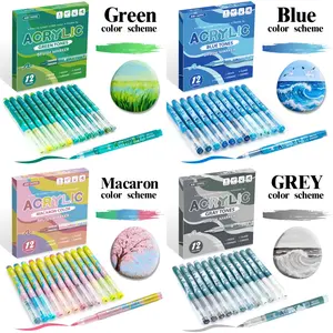 84 Color Liquid Ink Acrylic Paint Marker Set, 7 Series, 1 Box of 12 Gradient Colors, Fast Drying, Ideal for Canvas, Fabric, Rock, Ceramic, Wood, Glass, Acrylic Drawing Markers