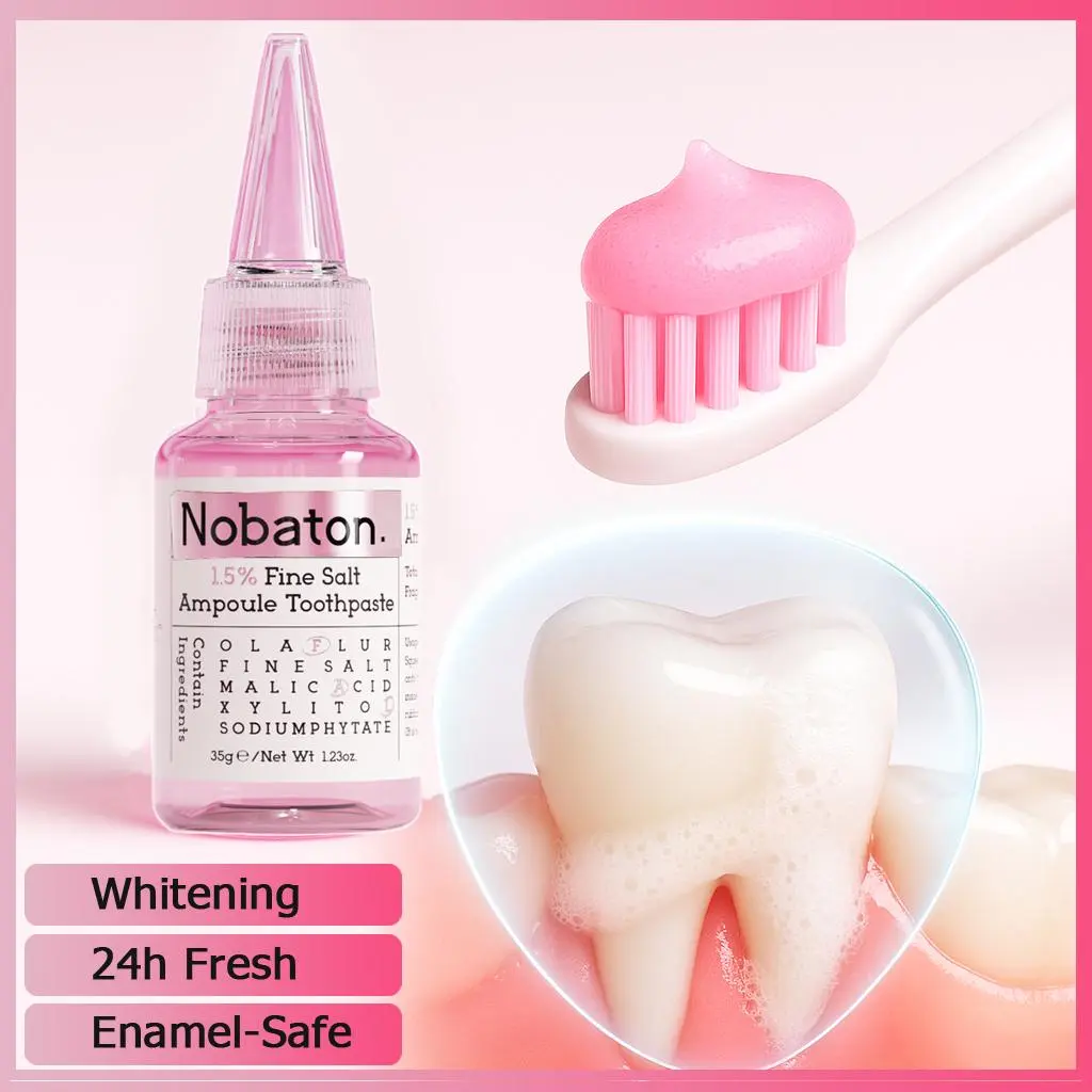 Nobaton Ampoule-Grade Teeth Cleaning Kit Gift Set, Toothpaste with 1.5% Pink Mineral Salt for Stain Removal, Fresh Breath, No Irritating Ingredients, Complete Oral Kit, Cleansing, Eliminates Bad Breath, Minerals