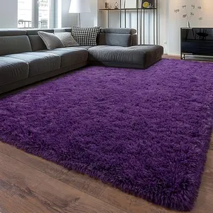Grape Purple Ultra Soft Fluffy Shag Area Rugs, Non-Slip Plush Indoor Carpet for Living Room, Bedroom, Dorm, Aesthetic Home Decor