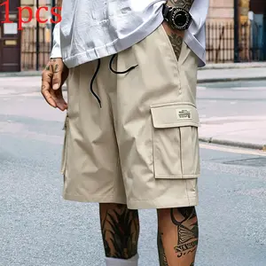 Men’s cargo shorts available in multiple colors, mid-thigh length (below the knee), non-stretch fabric, wear-resistant and tear-resistant material, multi-functional pockets, no rear pocket, adjustable waistband, suitable for gym workouts, hiking trips, an