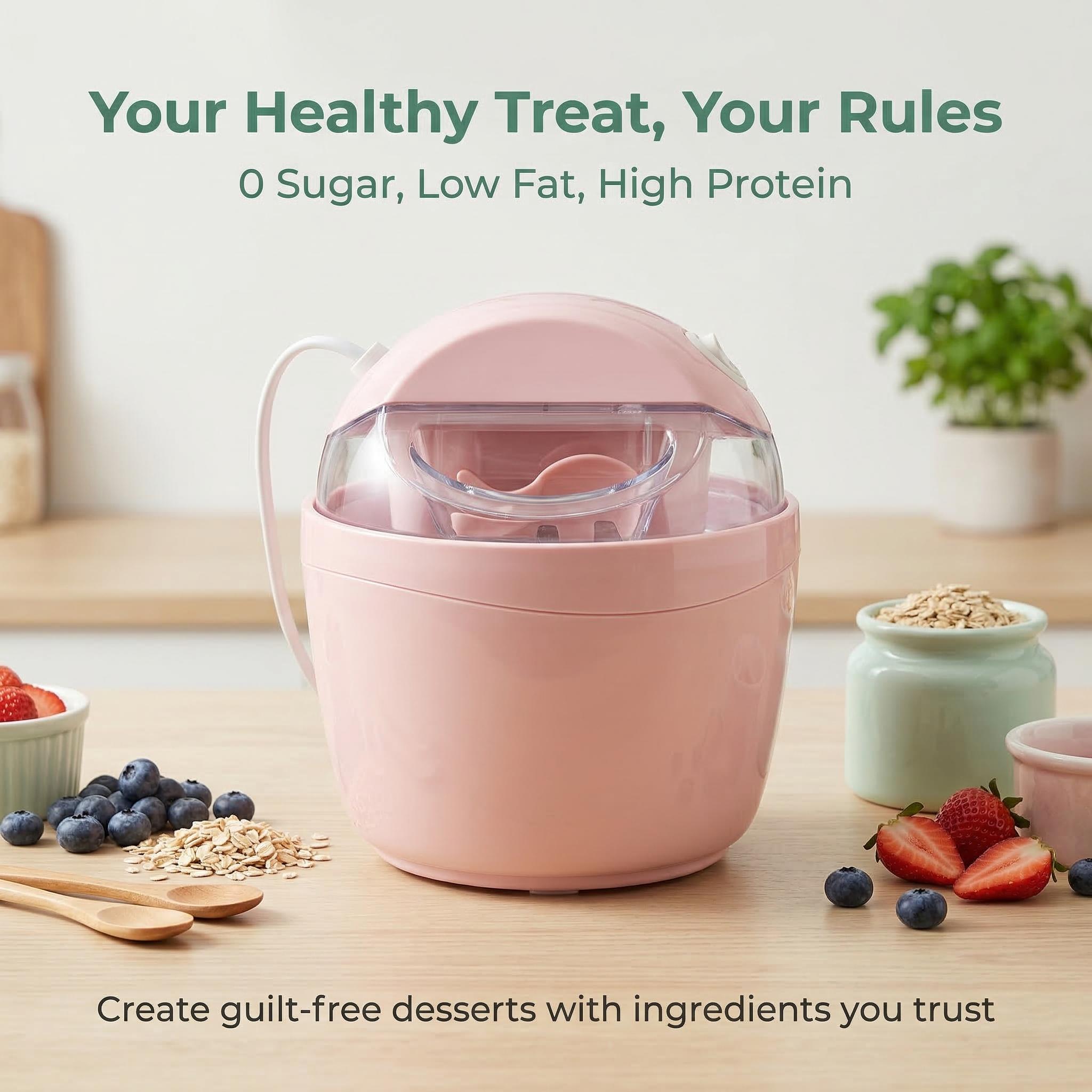 Make Ice Cream in 15 Minutes! Compact Electric Ice Cream Maker with Auto Stir, Easy DIY Healthy Frozen Treats at Home, Perfect for Summer Desserts & Family Fun